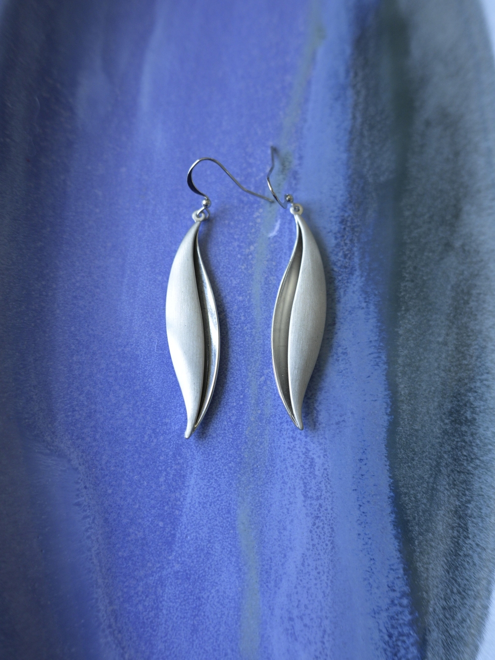 Sterling Silver Leaf Drop Earrings